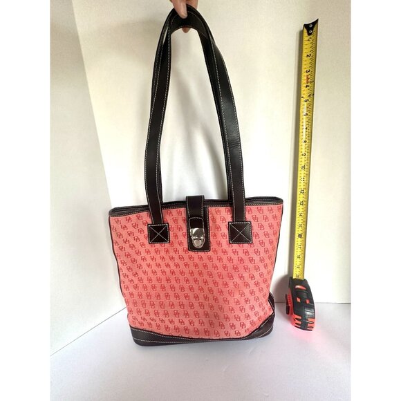 Dooney & Bourke Shoulder Bag Pink Red Canvas Sign. Logo Leather Trim Mean Girls - Picture 13 of 14